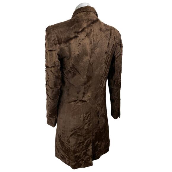 Hugo Buscati Brown Fleece Faux Fur Long Sleeve Notch Blazer Coat Jacket Size S - Picture 2 of 4